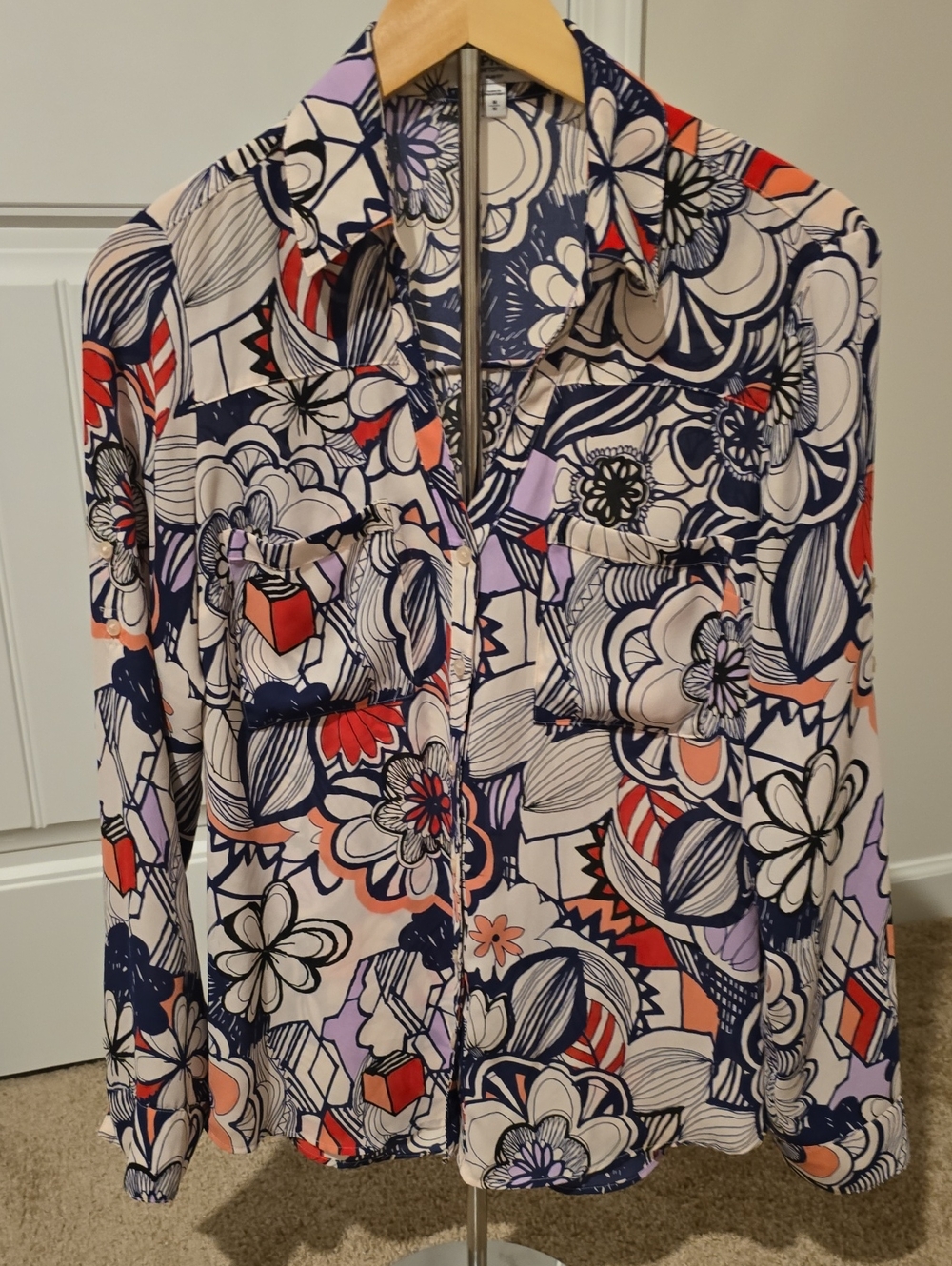 Women's Floral Print Button-Up Jacket - Multicolor